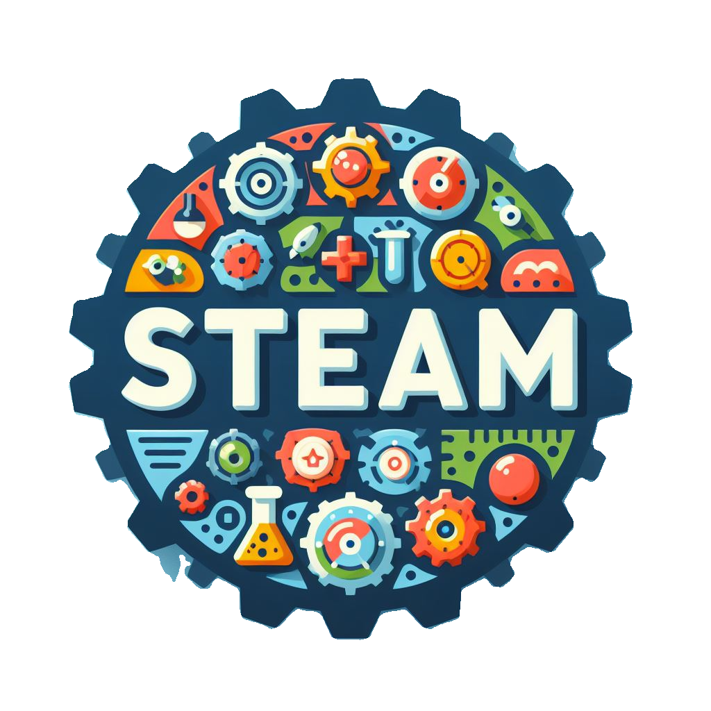 color illustration showing various elements of STEAM education items